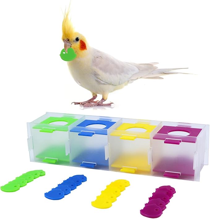 Litewoo Bird Intelligence Training Toy Color Separation Coin Box Education Interactive Playing Puzzle Toy for African Grey Parakeet Cockatiel Cockatoo Finch Canary Budgie Conure Lovebird Amazon