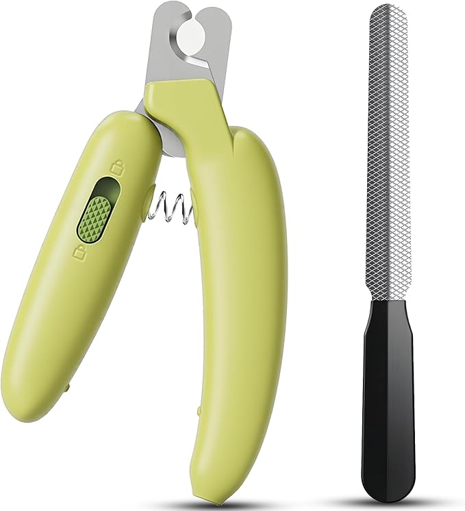 Dog Nail Clippers,Dog Nail Trimmers for Small Medium Dogs and Cats - Professional Grooming Tool with Safety Lock, Sharp Stainless Steel Blade Prevents Splitting，Includes Nail File (Green-mini)