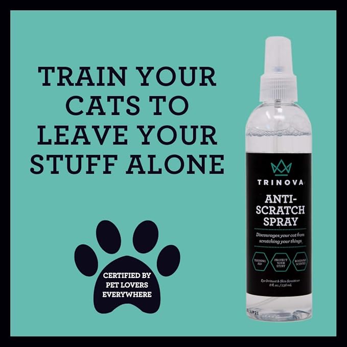 TriNova Anti-Scratch Cat Deterrent Spray for Kittens and Cats - Infused with Rosemary, Keep Cats from Scratching Furniture, Arm Chairs, and More - Indoor & Outdoor Use