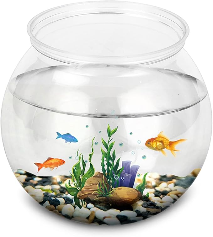 Yuly Plastics Round Aquarium Unbreakable Crystal-Clear Fish Bowls 4 Sizes Vases for Candy Ornament Holder