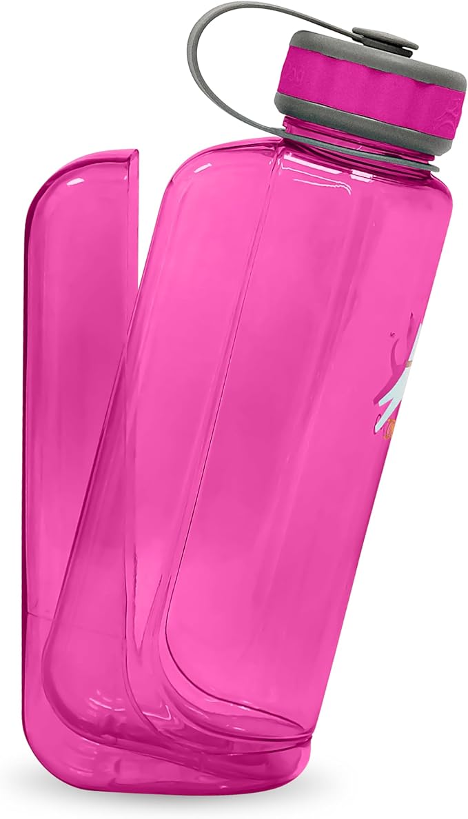 OllyDog OllyBottle | Tritan Dog Water Bottle with Detachable Bowl | BPA Free Leakproof Pet Dispenser | Hiking Travel (1L, Hot Pink)