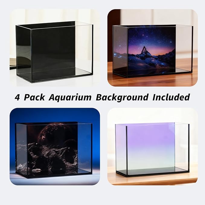 2.8 Gallon Glass Fish Tank with Filter LED Light Complete Betta Fish Tank Starter Kit for Small Aquarium Lovers, Rimless Freshwater Nano Tank with All Essentials Included