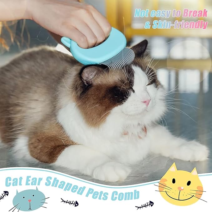 Cat Comb Pet Cat Short & Long Hair Removal Massaging Shell Comb Soft Deshedding Brush Grooming and Shedding Matted Fur Remover Massage Dematting Tool for Dog Puppy Rabbit Bunny (3 PCS)