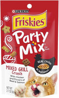 Friskies Party Mix Cat Treats Chicken Mixed Grill Crunch, Beef and Salmon, 2.1 Oz