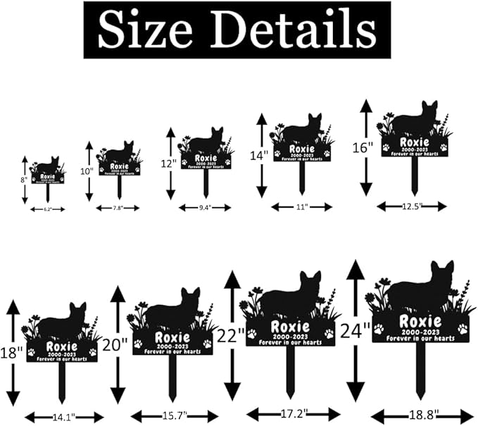 Personalized Dog Corgi Memorial Stake Metal Grave Marker, Custom Corgi Flowers Dog Memorial Grave Marker Garden Stake, Metal Sympathy Sign Remembrance Marker Customized Gifts
