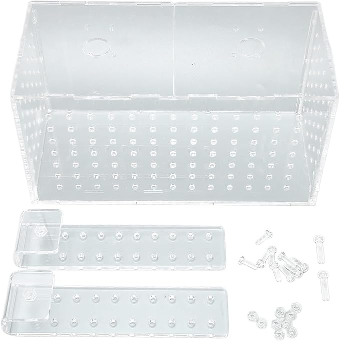 Aquarium Fish Breeding Box | Transparent Acrylic Hatchery with Adjustable Hooks | Isolation Tank for Guppies/Fry/Betta Fish | 360° Water Flow Holes (20 * 10 * 11CM)