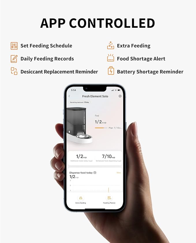 PETKIT Automatic Cat Feeder, 2.4G WiFi Automatic Dog Feeder, App Control Pet Food Dispenser with Triple Fresh-Lock System, Up to 10 Meals Per Day, Schedule Feeding, Food Shortage Alert, 3L Capacity
