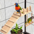 Wooden Bird Habitat Platform with Swing and Ladder - Sturdy Long Tailed Parrot cage Accessory, Suitable for Exercising and Entertaining Bird Games Gym - Perfect for Parrots, Canaries, Sparrows