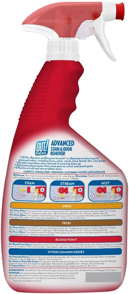 OUT! Advanced Stain and Odor Remover - Pet Stain and Odor Remover - 32 Ounces