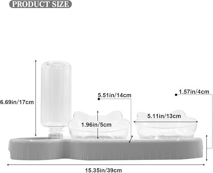 Triple Cat Bowls - 3-in-1 Water Feeder & Food Bowls with Automatic Water Bottle, Whisker Friendly, Elevated Feeding Dishes for Small Cats & Puppies (Lead White)