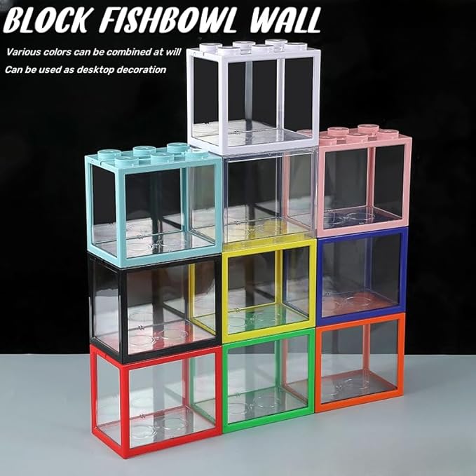 Small Betta Fish Tank, Stackable Mini Aquarium Tank Kit with Aquarium Gravel & Forest Micro Landscape, 0.6 Gallon Acrylic Cube Fish Bowl for Sea Monkeys Shrimp Snails (Green)