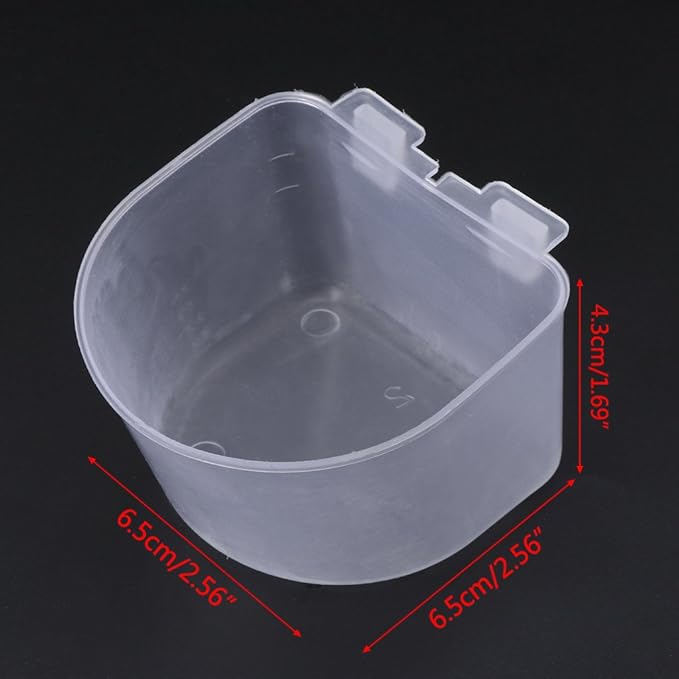 5-Piece Parrot Feeding Cups Cage Hanging Plastic Bowl Flat Bottom with Hooks Bird Water Food Dish Feeder Bowls Bird Feeders for Outdoors Hanging Tray