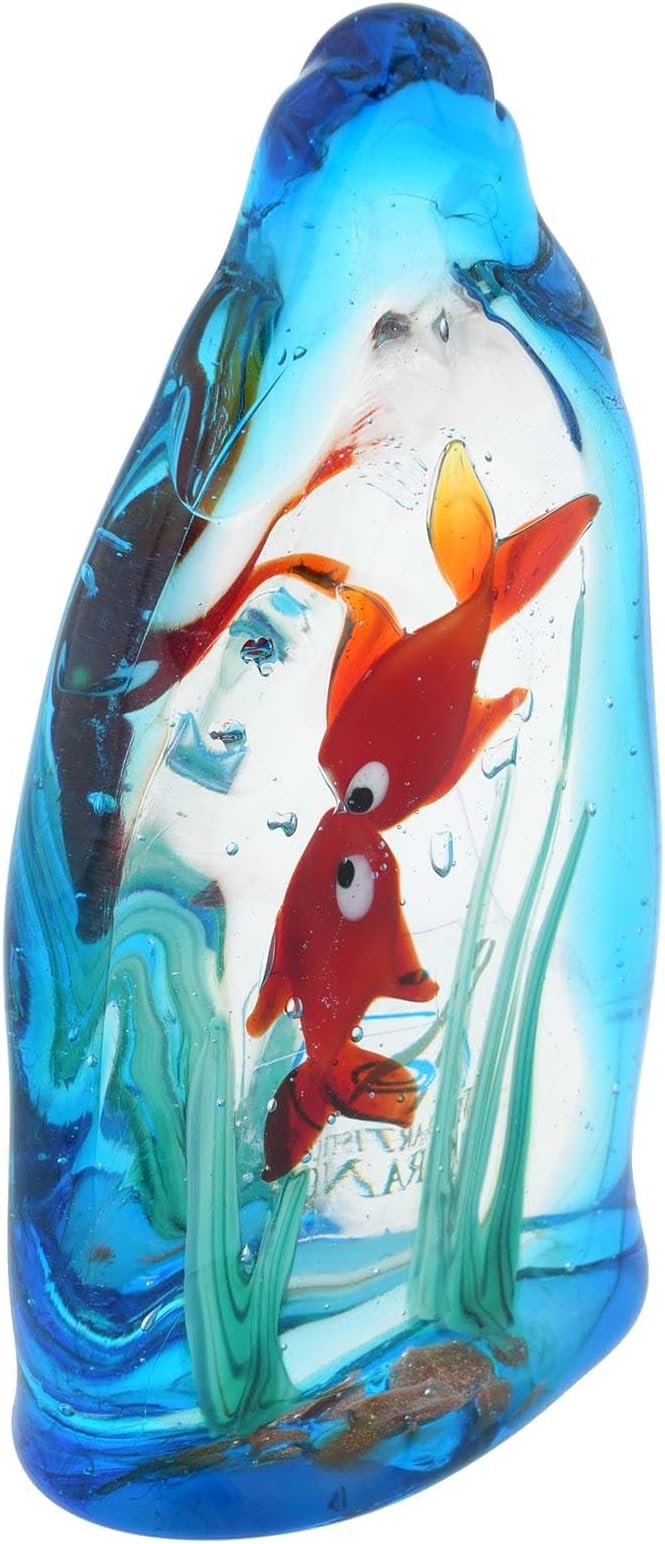 Glass Of Venice Murano Glass Aquarium with Two Tropical Fish - 4 inches