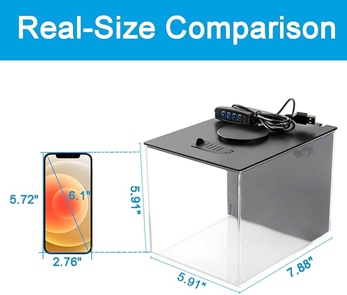 AQUANEAT Fish Tank, 1 Gallon Betta Fish Tank, Small Aquarium Kit with LED Light and Water Filter Pump