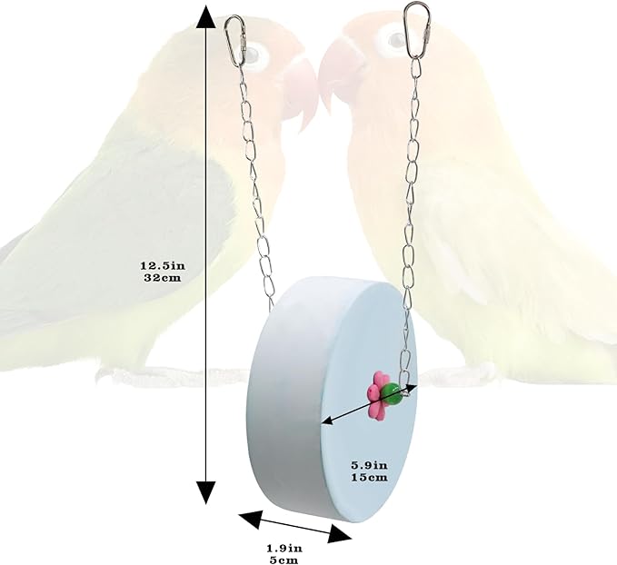 Bird Beak Grinding Stone – Large Cylinder Parrot Chew Toy with Metal Hanging Chain – Cage Accessory for Macaws, African Greys, Cockatiels & Medium to Large Birds Blue