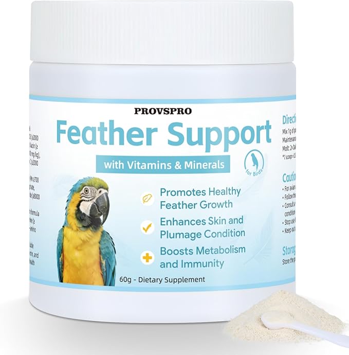 Feather Growth Supplement for Birds, Bird Molting Support for Plucking Regrowth, Multivitamin Minerals & Amino Acids for All Birds, Support Healthy Feather Regeneration & Plumage Shine