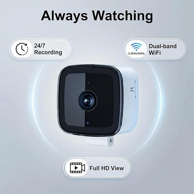 Smart 2K Window Security with Peel-and-Stick Installation, Bluetooth, AI Color Night Vision, 24/7 Continuous Recording for Home Security&Pet Monitoring&Driveway Surveillance (USB 64GB)
