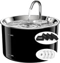 Cat Water Fountain Stainless Steel,3 L/ 101 oz Pet Water Fountain with 5-Stage Circulating Filtration System,Cat Fountain with Quiet Pump for Cats, Dogs (4 Filters + 4 Sponges)