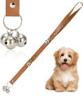 Brown Leather Hanging Door Bells for Dogs to Ring to Go Potty Training Doorbells Tools to Go Outside Dog Accessories Upgraded Puppy Essentials for Home (Silver Jingle Bells)