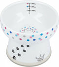 Necoichi Elevated Cat Water Bowl – Ceramic Raised Cat Bowl, Prevents Neck & Whisker Fatigue – Dishwasher & Microwave Safe – Pet Water Bowl for Cats (Colorful Dots, Extra Tall)
