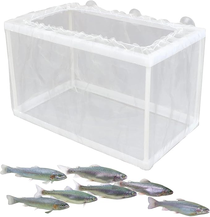 Fish Breeding Box – Aquarium Breeder Box with Mesh, Fish Fry Hatchery & Isolation Box, Suction Cup Fish Tank Breeding Box, Juvenile Fish Separation Net for clownfishh and Other Fish