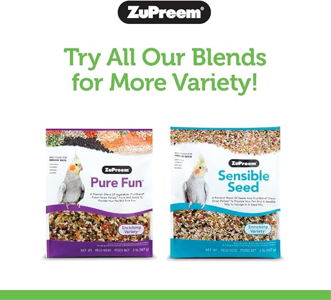 ZuPreem Natural Bird Food, Bird Feed Pellets for Parrot, Conure, Caique, African Grey, Eclectus, Small Cockatoo, ZuPreem Core Nutrition, Made in USA, Added Vitamins, Parrot Food, (M/L, 10 lb Bag)