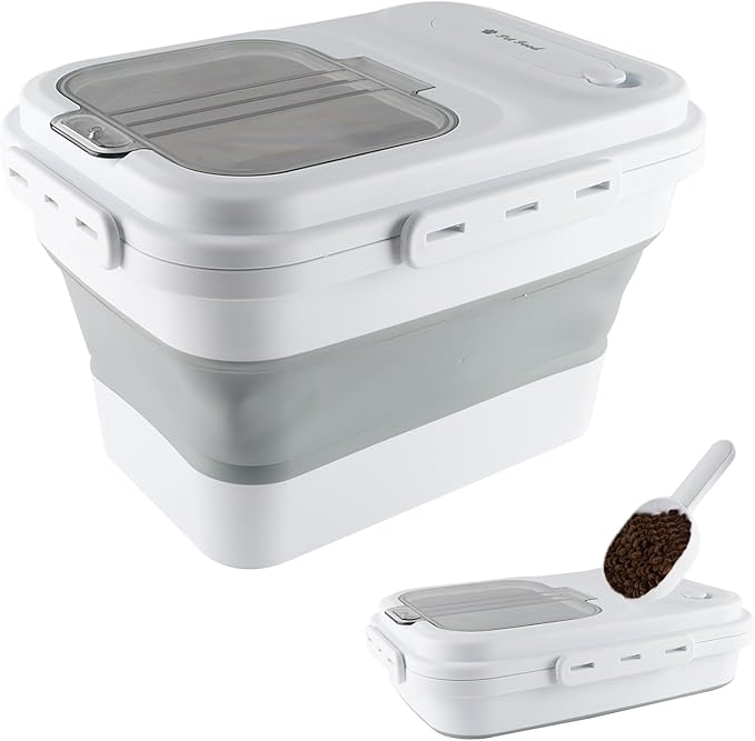 Geyecete Large dog food storage container dog food storage with Lids Handle Scoop Foldable cat food container pet food storage containers