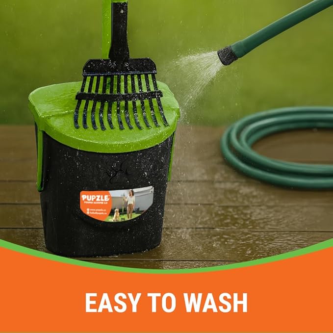 Pupzle Dog Pooper Scooper with Bag Attachment, 40" Long Handle Pooper Scooper for Large Dogs, Dog Poop Scoop for Yard, Large Capacity Swivel Bin and Rake, Lavender Scented Bags (Green)