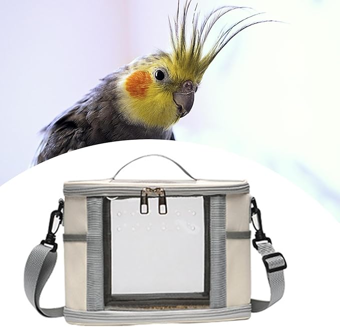 Portable Bird Carrier for Small Pets and Birds, Beige L