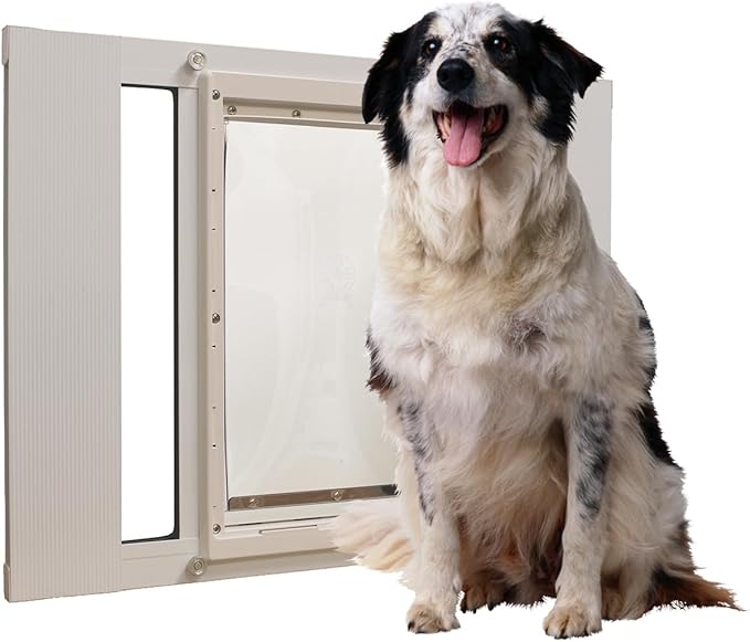Ideal Pet Products Aluminum Sash Window Pet Door, Adjustable to Fit Window Widths from 27" to 32", Large 10-1/2” x 15” Flap Size