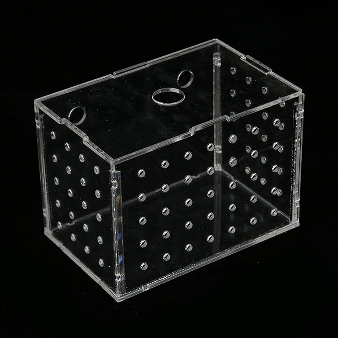 Fish Breeder Box, High Transparency Acrylic Hatchery Incubator Tank, Aquarium Fish Breeding Box with Suction Cups, Isolation Box for Baby Fishes Shrimp Clownfish, Easy to Observe a (11 * 7 * 8CM)