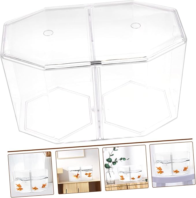 Happyyami Fish Breeding Tank Removable Divider Dual Compartment Clear Incubation Box for Betta and Small Tropical Fish Easy to Clean and Use for Fry
