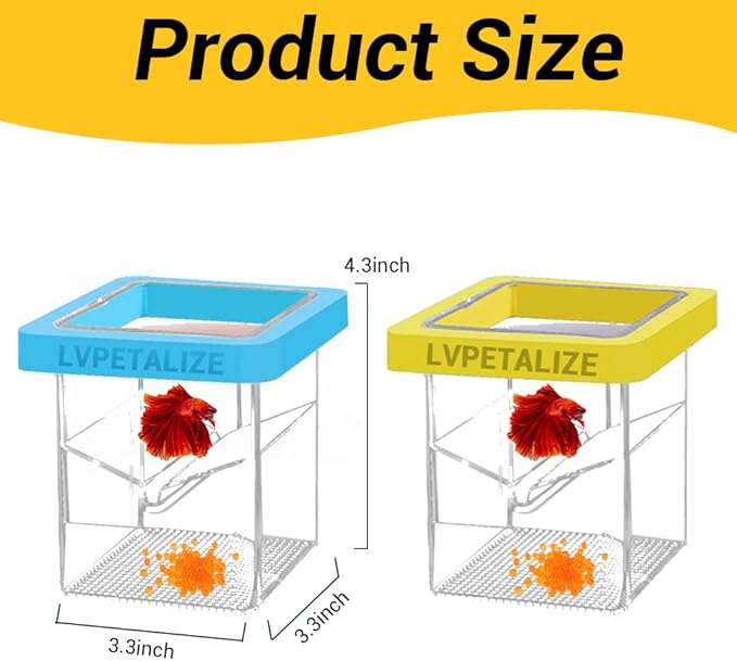 Fish Breeding Tank,Breeder Box for Fish Tank,Isolation Breeding Box with Layered Design,Adsorption and Suspension,Yellow