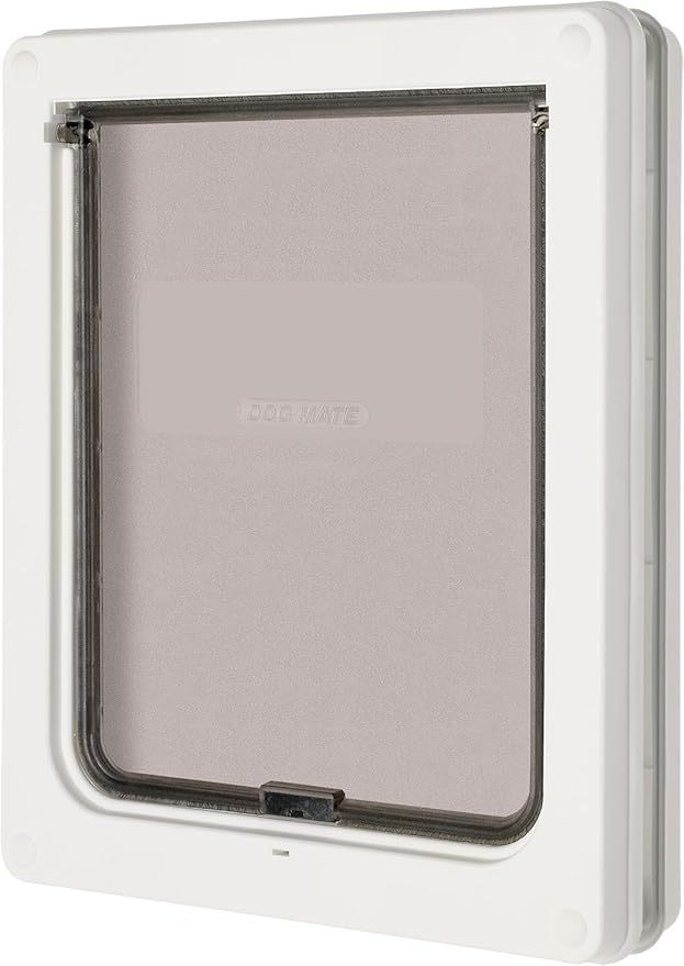 Dog Mate Lockable Medium Dog Door (215) - Flap for Medium Dogs and Large Cats, for UPVC, Wall and Wood, Securely Designed for Your Pets, White