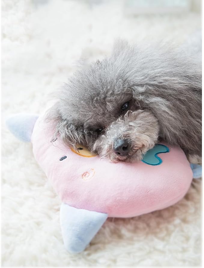 Dog Neck Pillow, Puppy Calming Sleeping Improve Pillow, Ideal Naptime Sleeping Companion for Small Pets and Cats, Soft Plush Pillow (Pink)