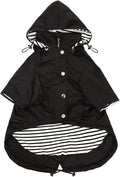 Morezi Dog Zip Up Raincoat with Reflective Buttons, Rain/Water Resistant, Adjustable Drawstring, Removable Hood, Raincoats with Legs 8lbs to 80lbs Available - Black - S