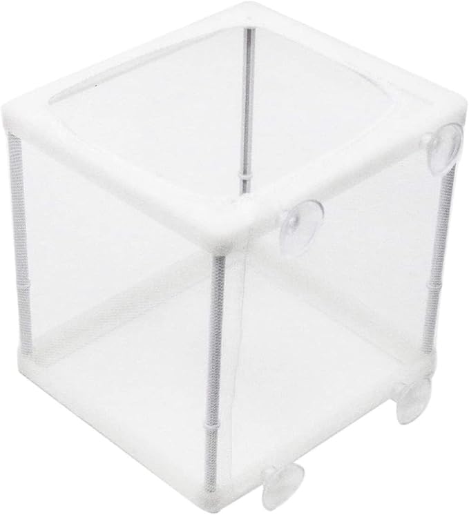 Still Awake Aquarium Fish Breeder Box, Fish Isolation Box, Hatching Box, Juvenile Fish Spawning Incubator, Water Isolation Net Hatcher, Nylon Mesh Fish Fry Hatchery Separation Net（White S）