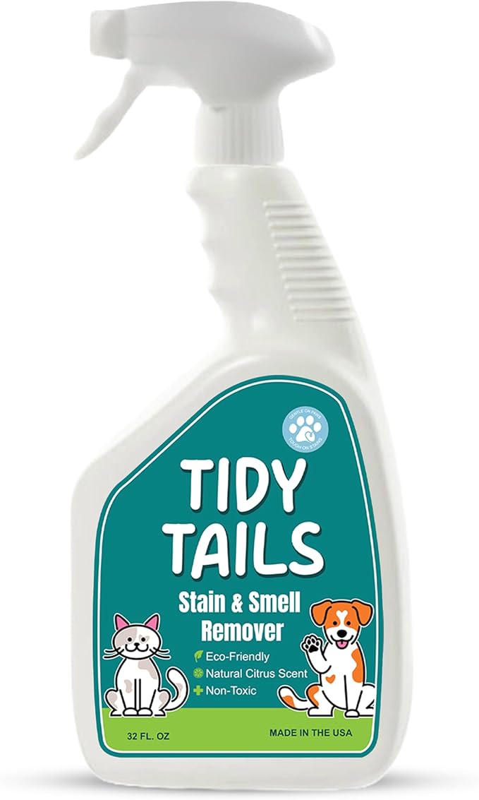 Pet Stain & Odor Remover – Enzyme Cleaner for Carpet, Rugs & Furniture – Eliminates Dog & Cat Pee Odors – 32oz Citrus Spray – Safe for Pets & Kids, Made in USA