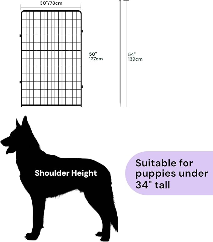 SunsGrove Dog Playpen Out Door with Wider Door, Heavy Duty 50 Inch 2 Panels Dog Pen, Anti Rust Dog Fence, Easy Insert into Soil, Pet Playpen for Yard RV Camping