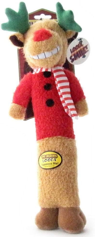 Multipet Original Loofa Reindeer Dog Plush Toy - Squeaky Toys for All Dogs - Extra Soft Plush - Stuffed Animal for Cuddling & Playing - Cute Dog Pet Toy (12”)