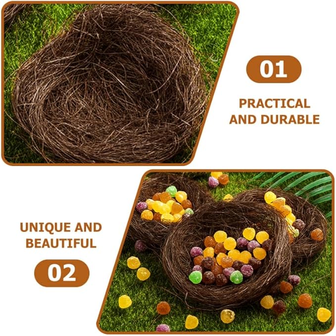 Simulated Bird Nest Decoration for Garden and Easter - Small Rustic Faux Bird Nest Plate Decor for Party Photography Props and Birdcage Accessories