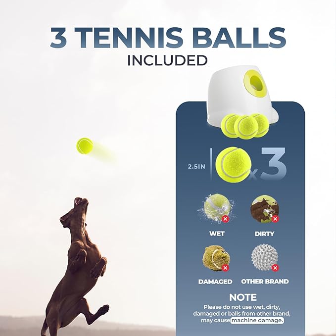 ALL FOR PAWS Automatic Ball Launcher for Dogs, Interactive Tennis Ball Outdoor Thrower for Medium to Large Dogs, Rechargeable Dog Toy, 6 Balls Included