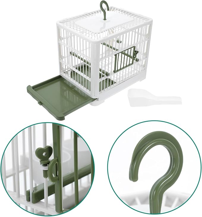 Toyvian Foldable Bird Carrier for Small Birds Lightweight Travel Cage with Ventilated Design Removable Tray for Parakeets Cockatiels and Parrots
