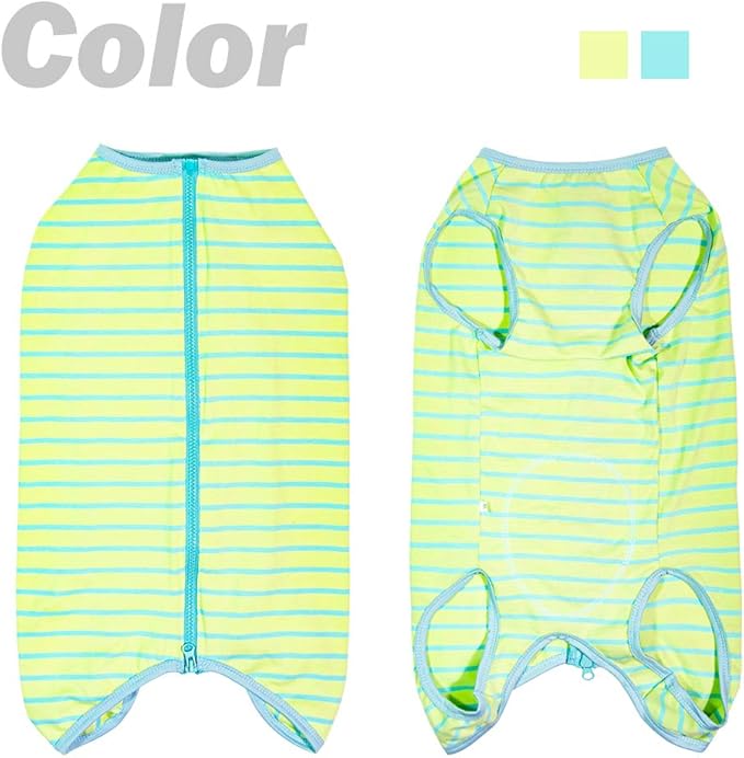 Dog’s Recovery Suit Post Surgery Shirt for Female Male Dog, E-Collar Alternative Wound Protective Clothes (Green Stripe-XL)