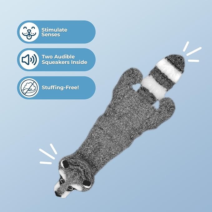 Best Pet Supplies Squeaky Dog Toys with Soft Durable Fabric for Small, Medium and Large Pets Interactive Toy for Indoor Play, Supports Active Biting and Play - Raccoon, Medium