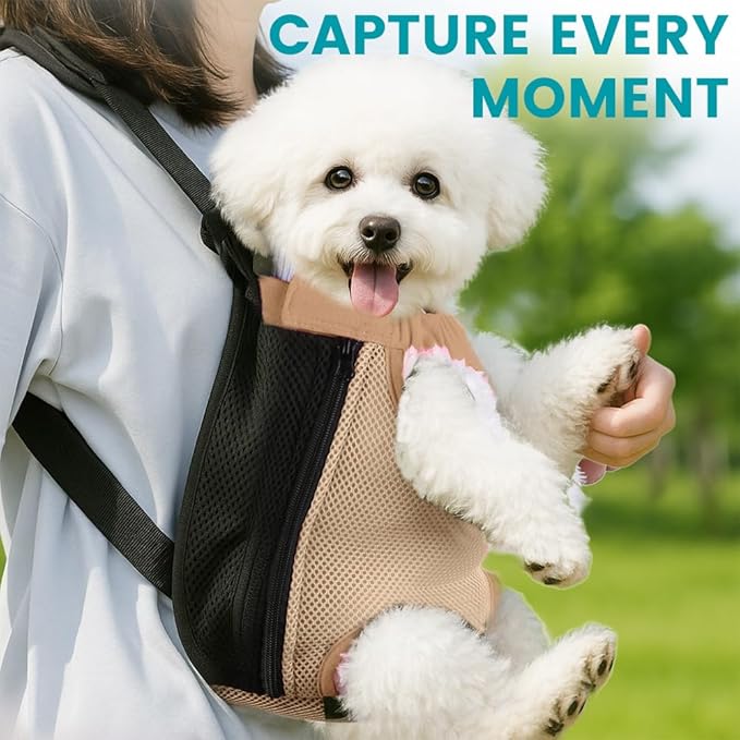 Dog Backpack Carrier, Adjustable Pet Front Carriers, Legs Out Carrying Sling Travel Bag for Small Medium Dogs 4-7 Lbs, Soft Wearable Puppy Chest Carry Backpacks for Walking/Hiking/Camping/Traveling