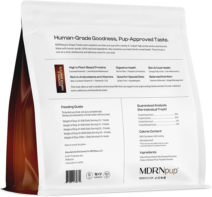 MDRNpup® Unique Dog Treats, Human Grade and All-Natural, Only Four Ingredients, High Protein - Amino Acids, Nothing Artificial, Soft Baked in The USA (13.2 Ounce, Chickpea & Pumpkin)