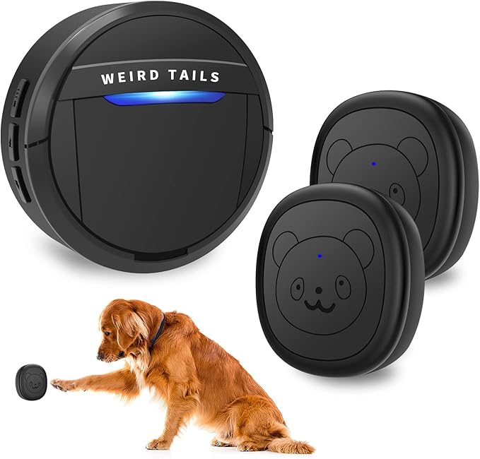 Wireless Doorbell, Dog Bells for Potty Training IP55 Waterproof Doorbell Chime Operating at 950 Feet with 55 Melodies 5 Volume Levels LED Flash (1 Receiver 2 Transmitters)