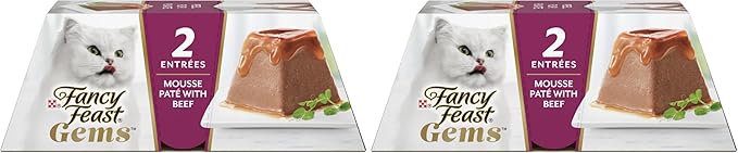 Fancy Feast Gems Pate Cat Food Mousse with Beef and a Halo of Savory Gravy Cat Food - 4 oz. Boxes,(Pack of 16)