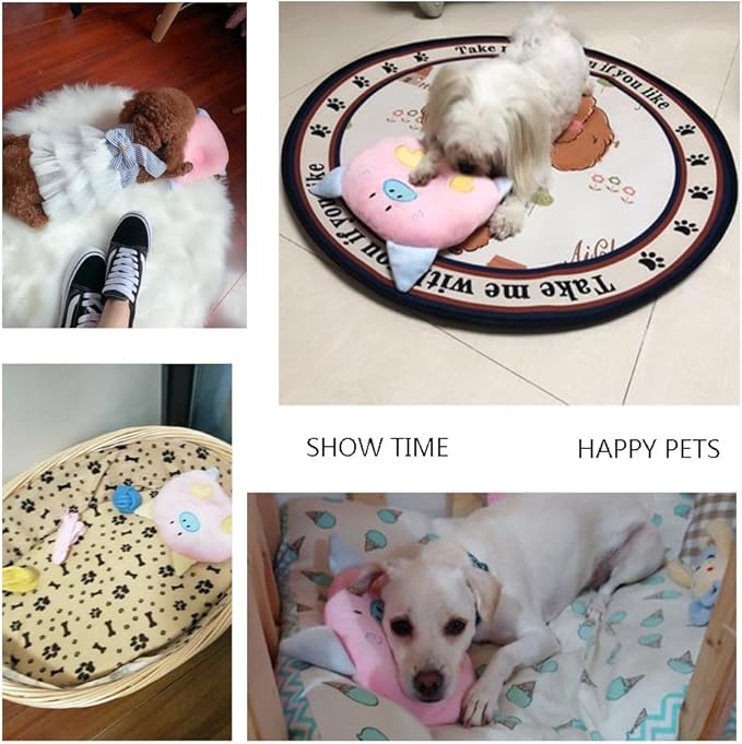Dog Neck Pillow, Puppy Calming Sleeping Improve Pillow, Ideal Naptime Sleeping Companion for Small Pets and Cats, Soft Plush Pillow (Pink)